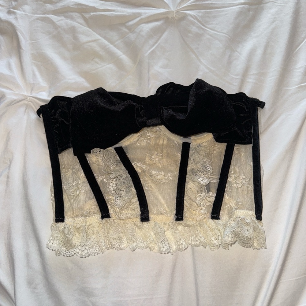 Urban Outfitters Black and White Lace Corset
